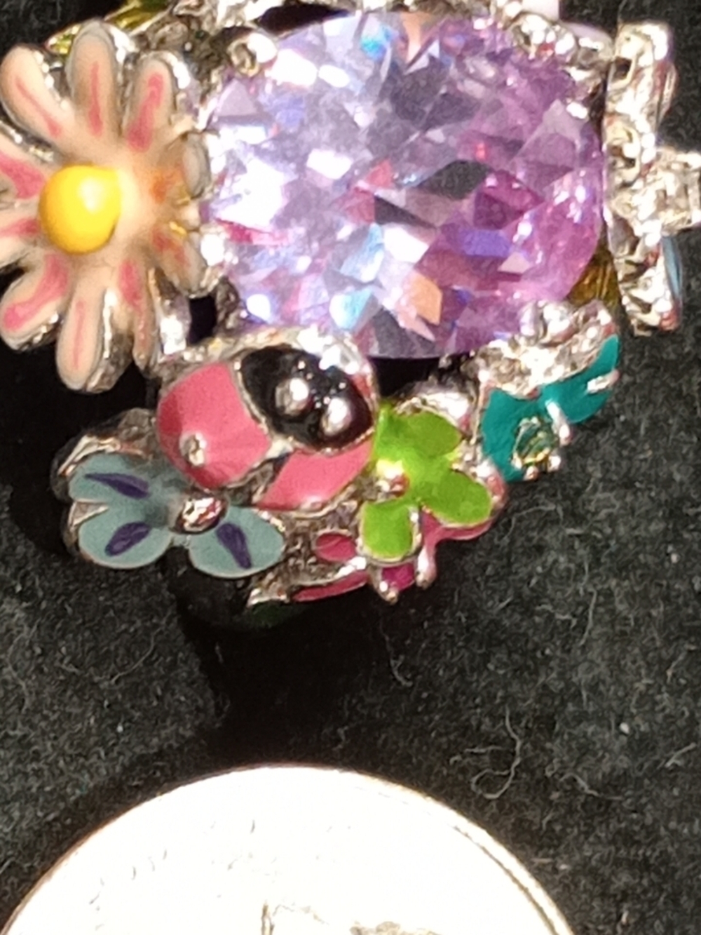 Park Lane Lavender Crystal Enamel Floral Ring with Multi-Color Accents - Picture 12 of 12